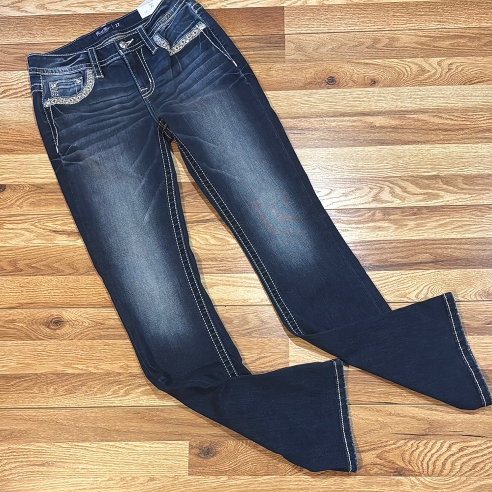 Miss Me Blue Boot Cut Jeans with Gradient Fade